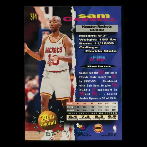 Sam Cassell 1993-94 Topps Stadium Club Rookie Rockets