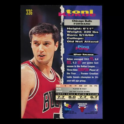 Toni Kukoc 1993-94 Topps Stadium Club Bulls