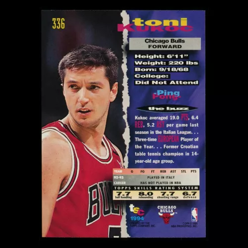 Toni Kukoc 1993-94 Topps Stadium Club Bulls