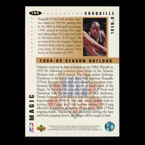 Shaquille O'Neal 1994-95 Collector's Choice Silver Signature Tip Offs Magic