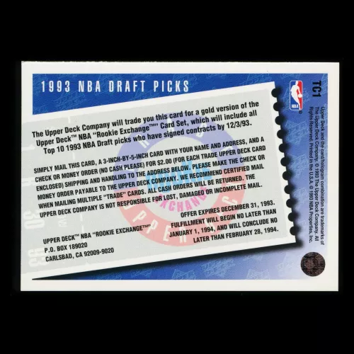 Rookie Exchange 1993-94 Upper Deck Gold Unredeemed Gold Trade