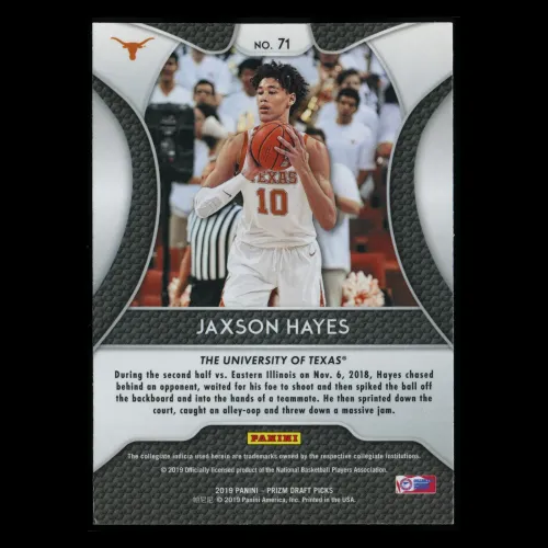 Jaxson Hayes RC 2019-20 Prizm Draft Picks Rookie Longhorns | Pelicans