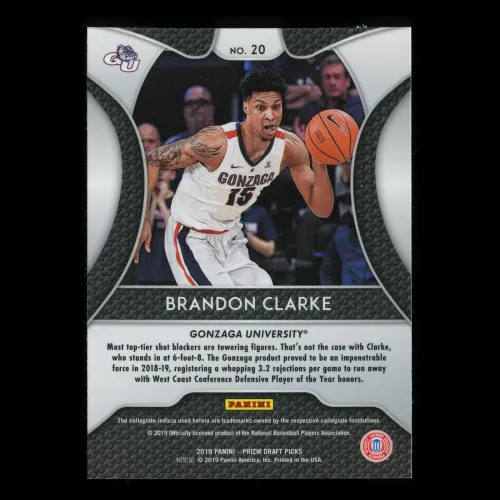 Brandon Clarke RC 2019-20 Prizm Draft Picks Rookie Bulldogs | Grizzlies