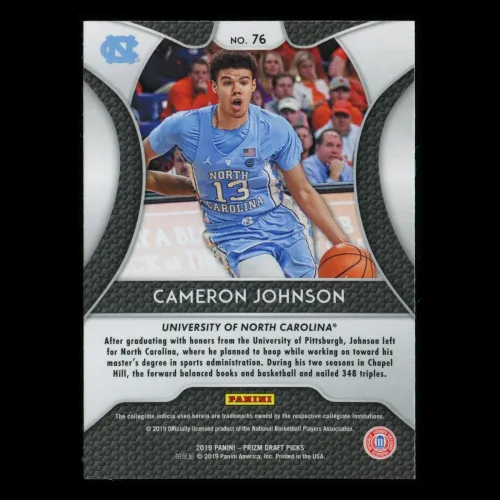 Cameron Johnson RC 2019-20 Prizm Draft Picks Rookie Tar Heels | Suns