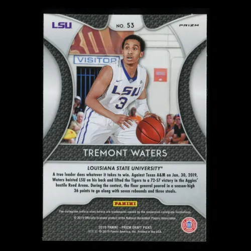 Tremont Waters RC 2019-20 Prizm Draft Picks Silver Rookie Tigers | Celtics