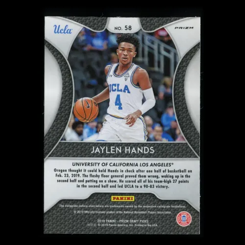 Jaylen Hands RC 2019-20 Prizm Draft Picks Silver Rookie Tigers | FMP