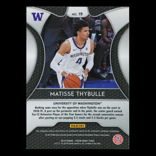 Matisse Thybulle RC 2019-20 Prizm Draft Picks Rookie Huskies | 76ers