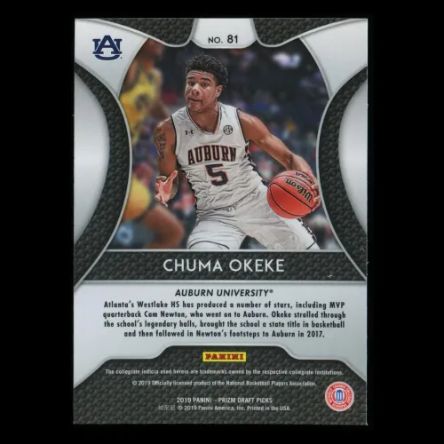 Chuma Okeke RC 2019-20 Prizm Draft Picks Rookie Tigers | Magic