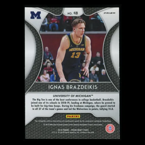 Ignas Brazdeikis RC 2019-20 Prizm Draft Picks Silver Rookie Wolverines | Knicks