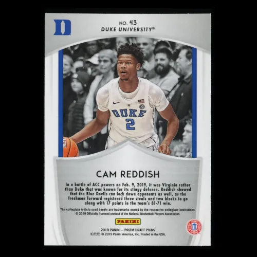 Cam Reddish RC 2019-20 Prizm Draft Picks Crusade Rookie Blue Devils | Hawks