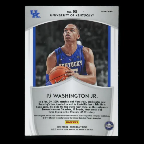 PJ Washington RC 2019-20 Prizm Draft Picks Crusade Blue Rookie Wildcats | Hornets