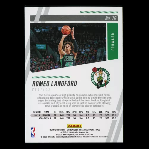 Romeo Langford RC 2019-20 Chronicles Prestige Rookie Celtics