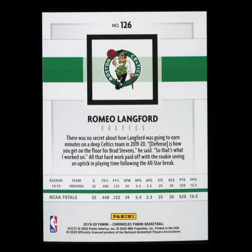Romeo Langford RC 2019-20 Chronicles Panini Rookie Celtics