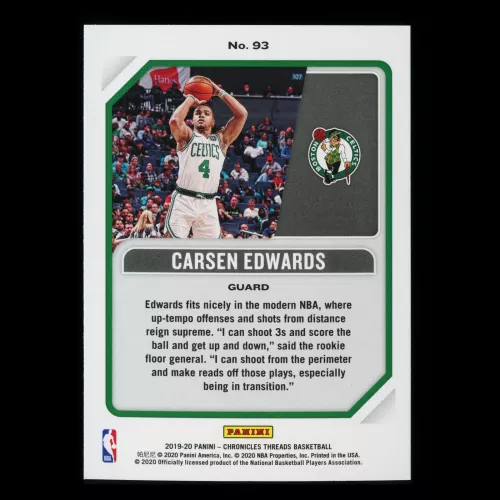 Carsen Edwards RC 2019-20 Chronicles Threads Rookie Celtics