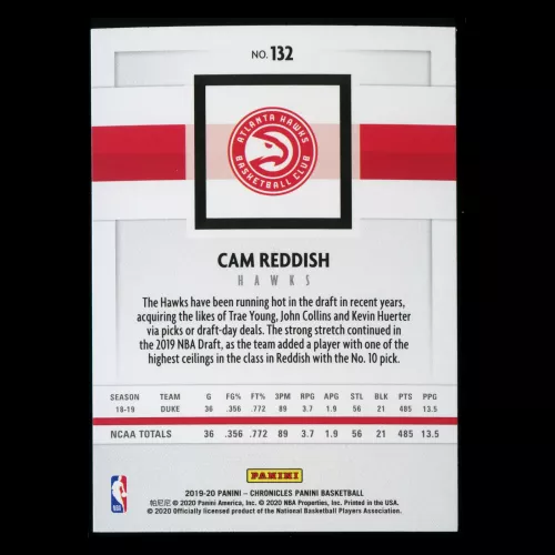 Cam Reddish RC 2019-20 Chronicles Panini Rookie Hawks