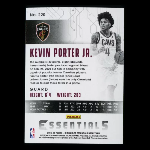 Kevin Porter Jr. RC 2019-20 Chronicles Essentials Rookie Cavaliers