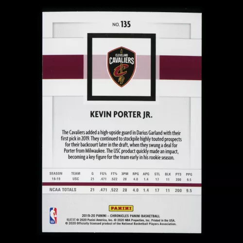 Kevin Porter Jr. RC 2019-20 Chronicles Panini Rookie Cavaliers