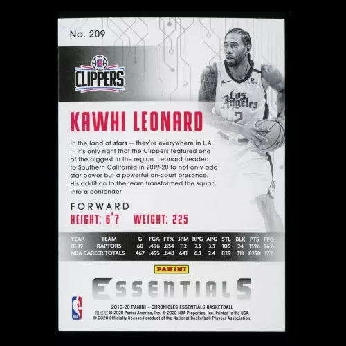 Kawhi Leonard 2019-20 Chronicles Essentials Clippers