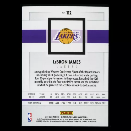 LeBron James 2019-20 Chronicles Panini Lakers