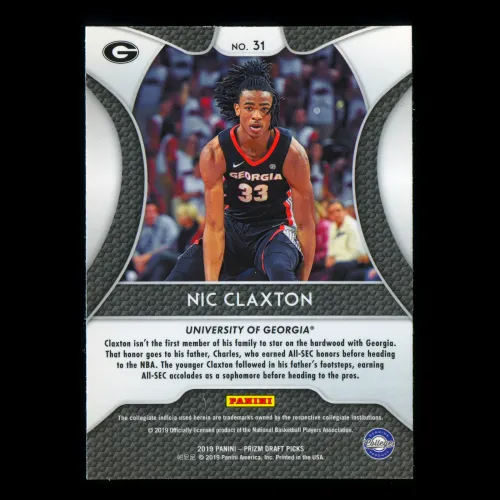 Nic Claxton RC 2019-20 Prizm Draft Picks Rookie Bulldogs | Nets