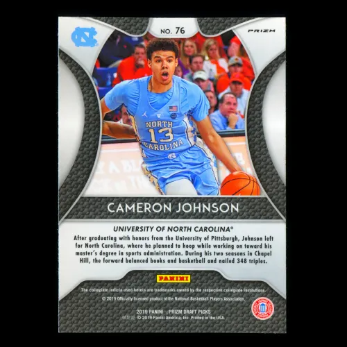 Cameron Johnson RC 2019-20 Prizm Draft Picks Silver Rookie Tar Heels | Suns