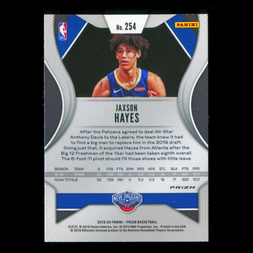Jaxson Hayes RC 2019-20 Prizm Green Ice Rookie Pelicans