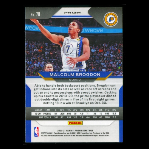 Malcolm Brogdon 2020-21 Prizm Pink Ice Pacers