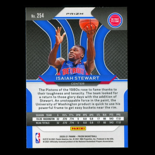 Isaiah Stewart RC 2020-21 Prizm Pink Ice Rookie Pistons