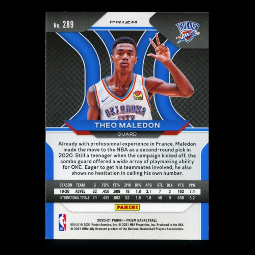 Theo Maledon RC 2020-21 Prizm Red White & Blue Rookie Thunder