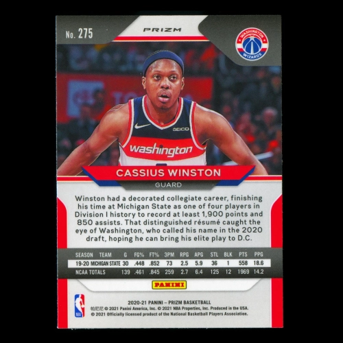 Cassius Winston RC 2020-21 Prizm Red White & Blue Rookie Wizards