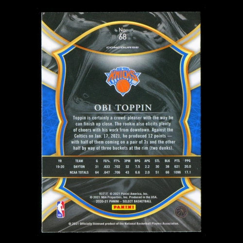 Obi Toppin RC 2021 Select Concourse Rookie Knicks