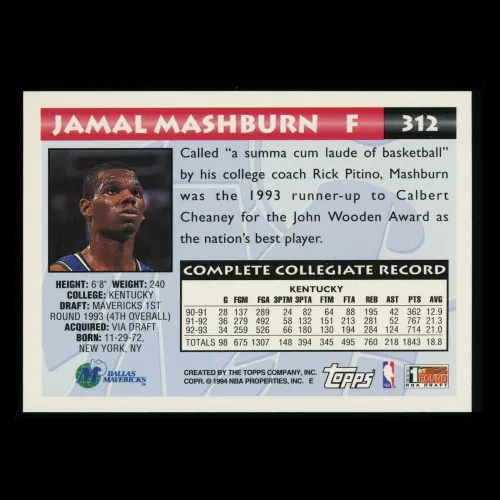 Jamal Mashburn RC 1993-94 Topps 1st Round Draft Rookie Mavericks