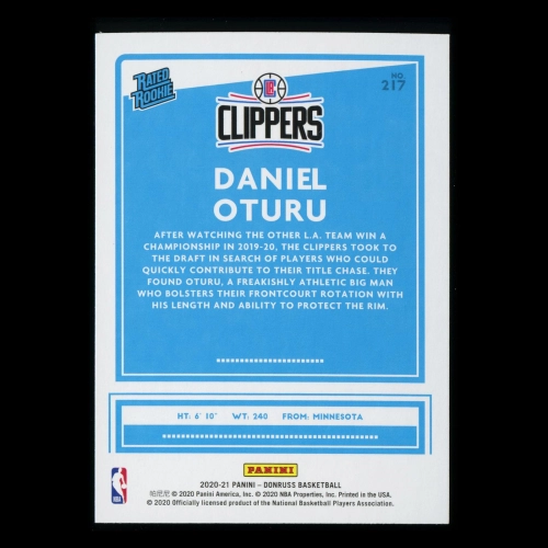 Daniel Oturo RR 2020-21 Donruss Rated Rookie Clippers