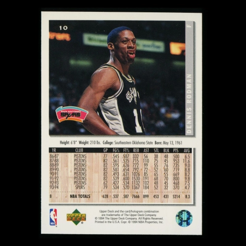 Dennis Rodman 1994-95 Collector's Choice Silver Signature Tip Offs Spurs