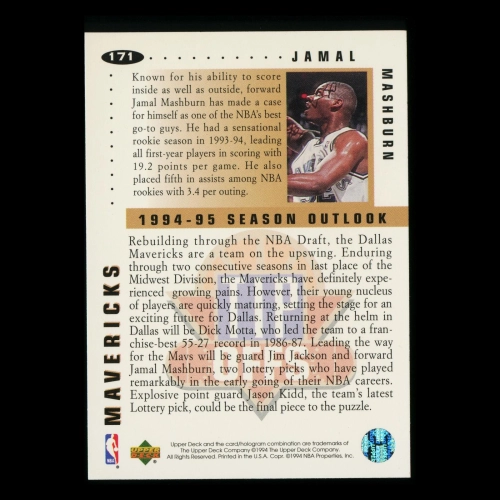 Jamal Mashburn 1994-95 Collector's Choice Silver Signature Tip Offs Mavericks