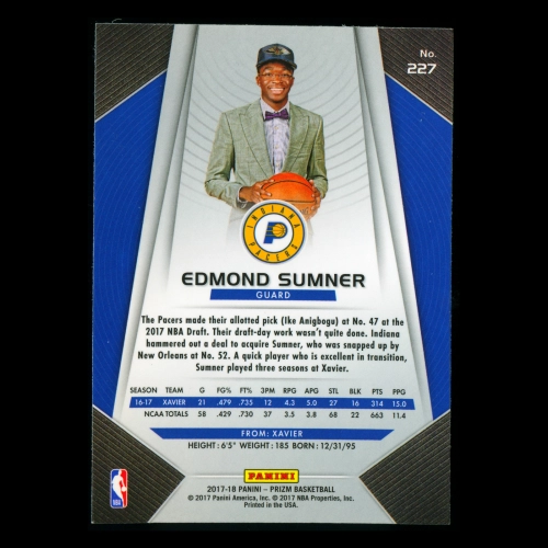Edmond Sumner RC 2017-18 Prizm Rookie Pacers