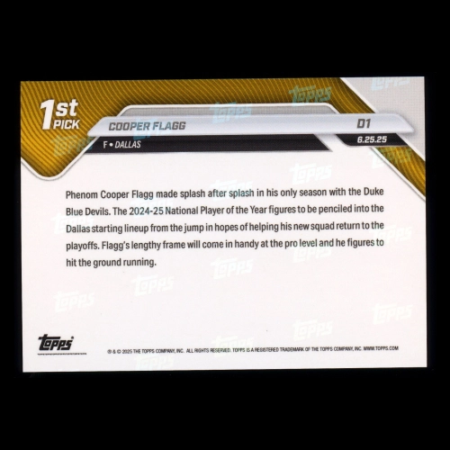 Cooper Flagg RC 2025 Topps Now Rookie Mavricks 1st Pick (17)