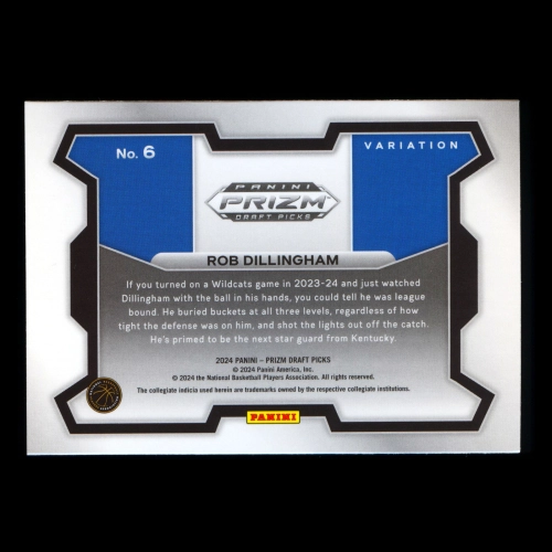 Rob Dillingham RC 2024-25 Panini Prizm Draft Picks Variation Rookie Wildcats