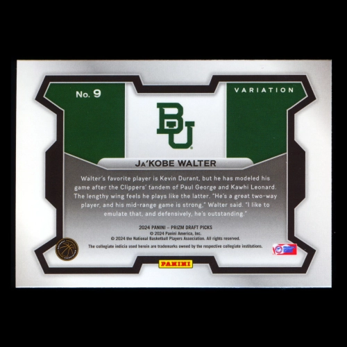 Ja'Kobe Walter RC 2024-25 Panini Prizm Draft Picks Variation Rookie Bears