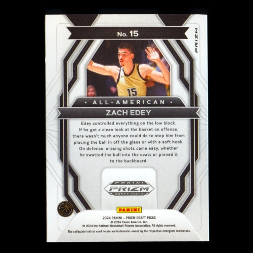 Zach Edey RC 2024-25 Prizm Draft Picks All-American Purple Wave Boilermakers