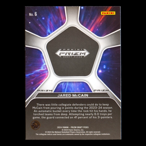 Jared McCain RC 2024-25 Prizm Draft Picks Deep Space Silver Rookie Blue Devils