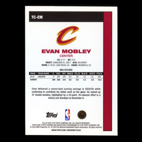 Evan Mobley 2025-26 Topps '80-81 Topps Chrome Cavaliers