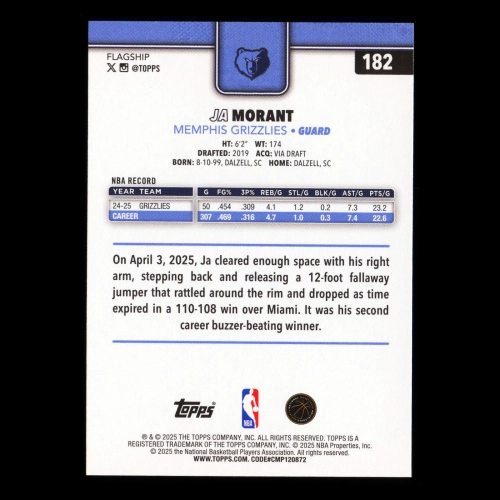 Ja Morant 2025-26 Topps Grizzlies