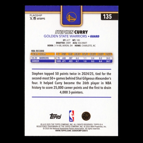 Stephen Curry 2025-26 Topps Warriors
