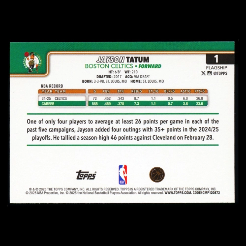 Jayson Tatum 2025-26 Topps Celtics