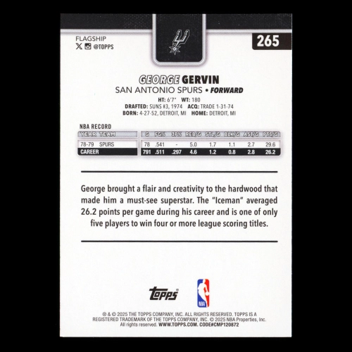 George Gervin 2025-26 Topps Spurs