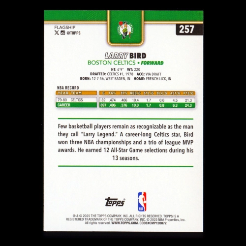 Larry Bird 2025-26 Topps Celtics