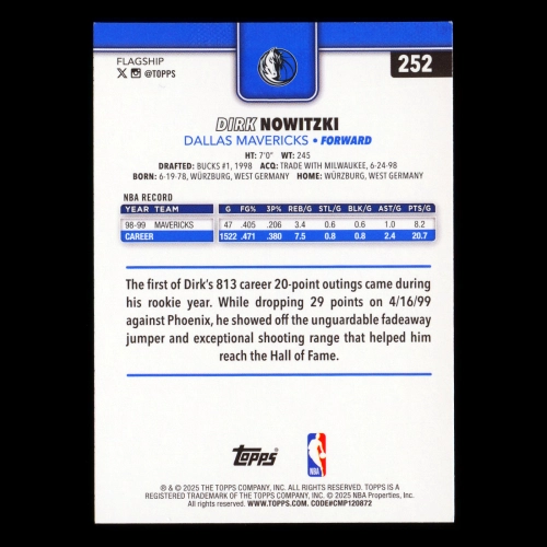Dirk Nowitzki 2025-26 Topps Mavericks