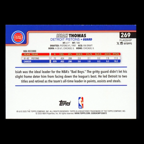 Isiah Thomas 2025-26 Topps Pistons