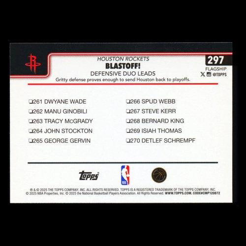Amen Thompson 2025-26 Topps Checklist Rockets